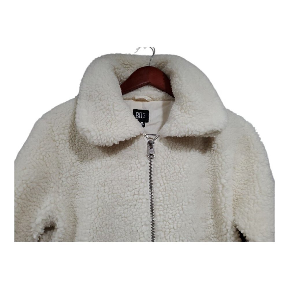 BDG Urban Outfitters Women's Cream Full-zip Sherpa Jacket Pockets Size M - Picture 4 of 12